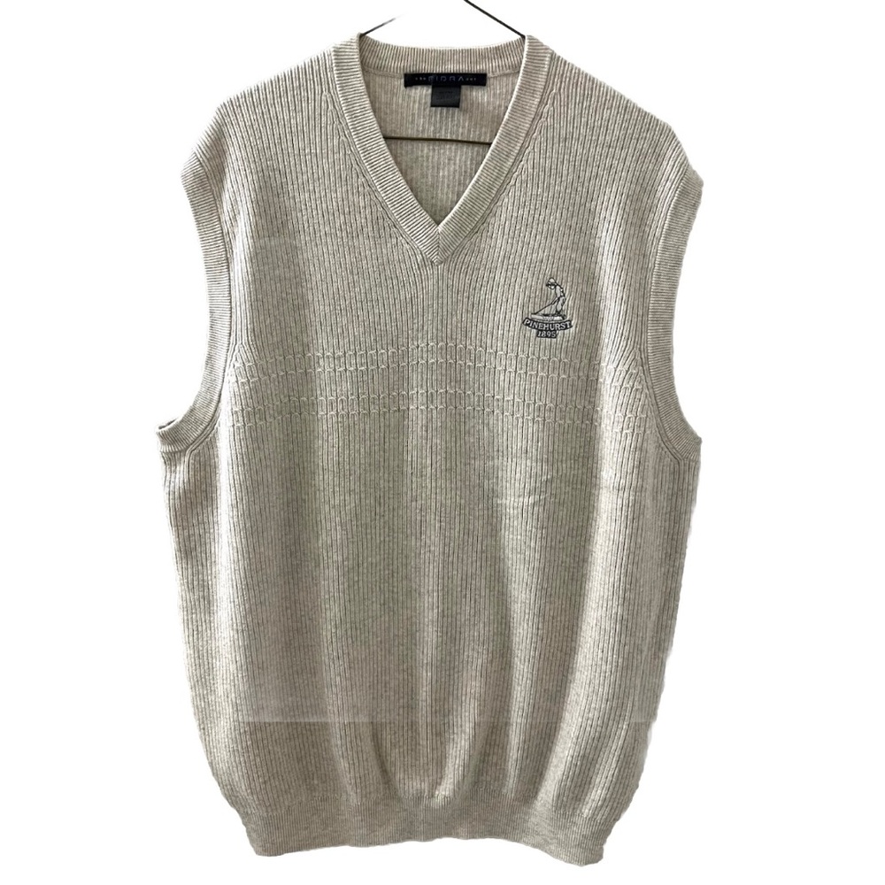 Fidra Pinehurst 1895 Men’s Ecru Gray Golf Cotton Knit V-neck Sweater Vest XL
